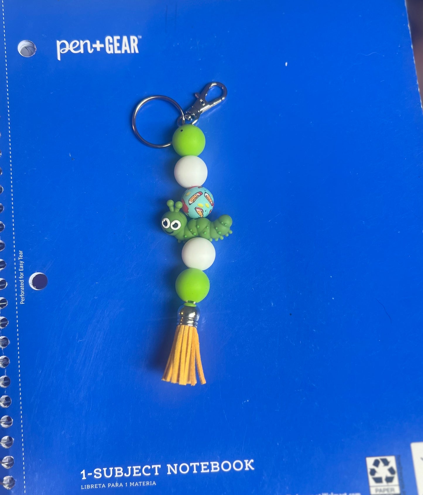 SCHOOL WORM BEADED KEYCHAIN