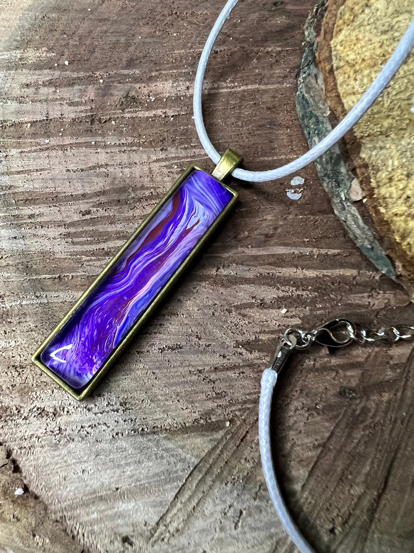 Purple Marbled Rectangle Necklace