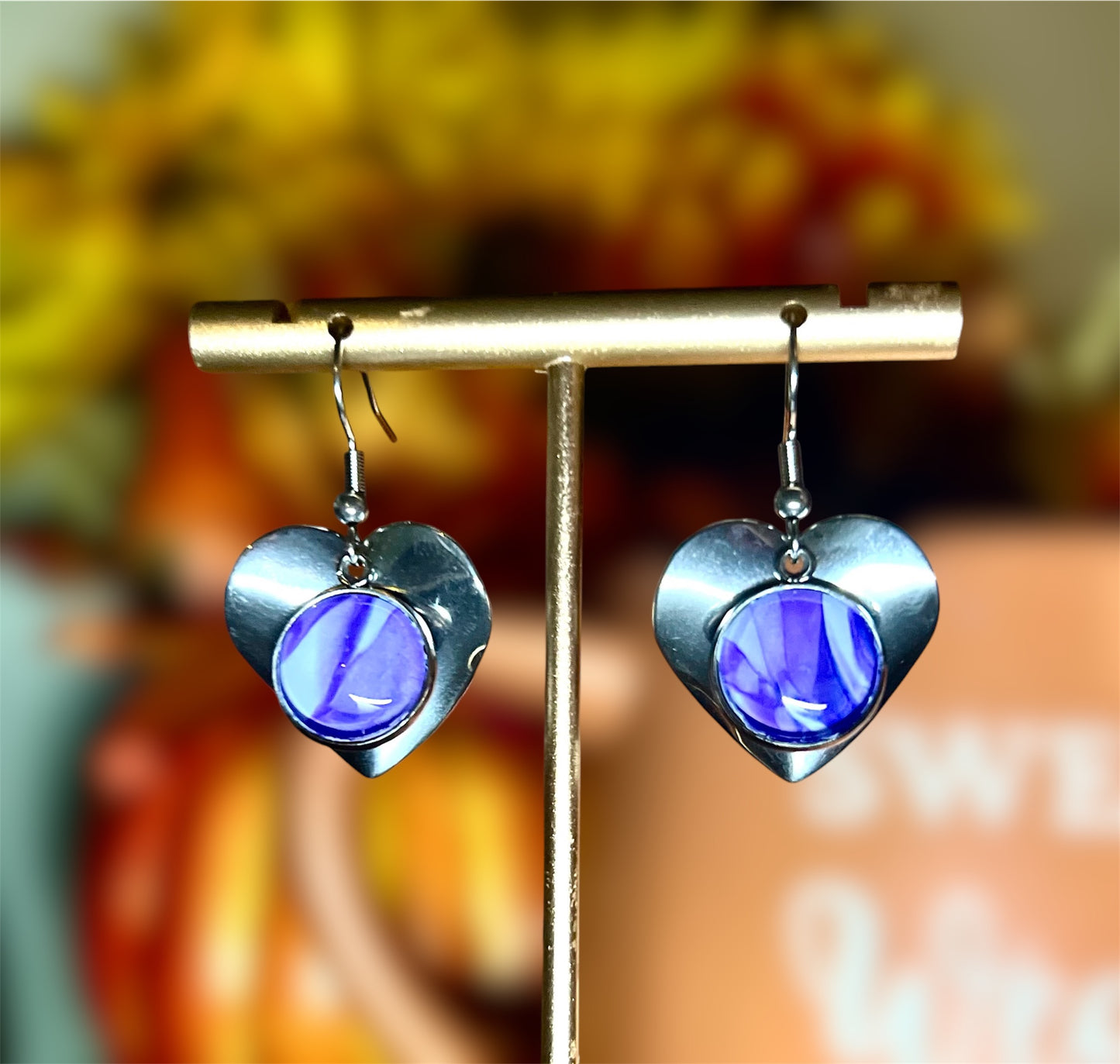 Purple Heart Dangle Earring