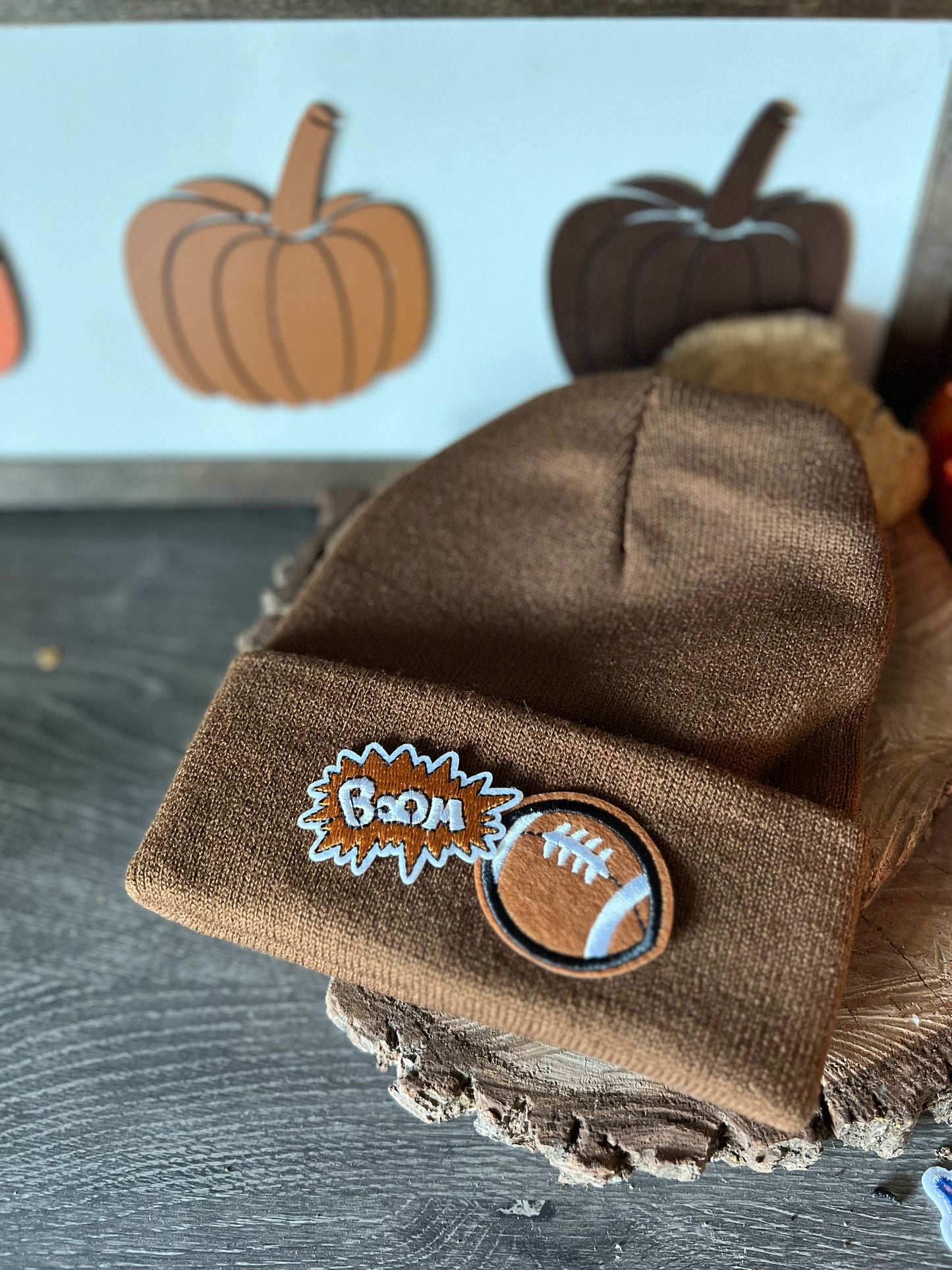 Toddler Cuffed Beanie - Boom-Football Patch