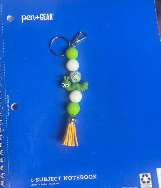 SCHOOL WORM BEADED KEYCHAIN