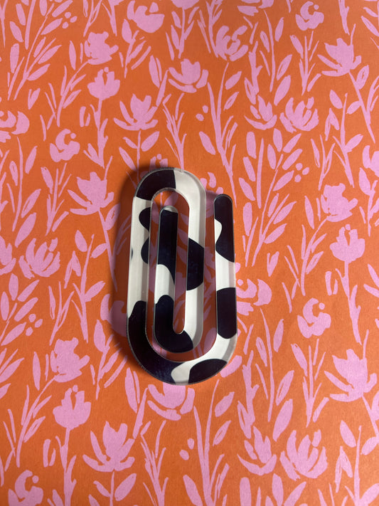 COW PRINT LARGE ACRYLIC PAPER CLIP