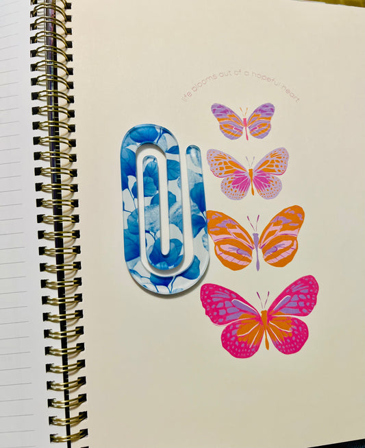 BLUE FLOWER LARGE ACRYLIC PAPER CLIP