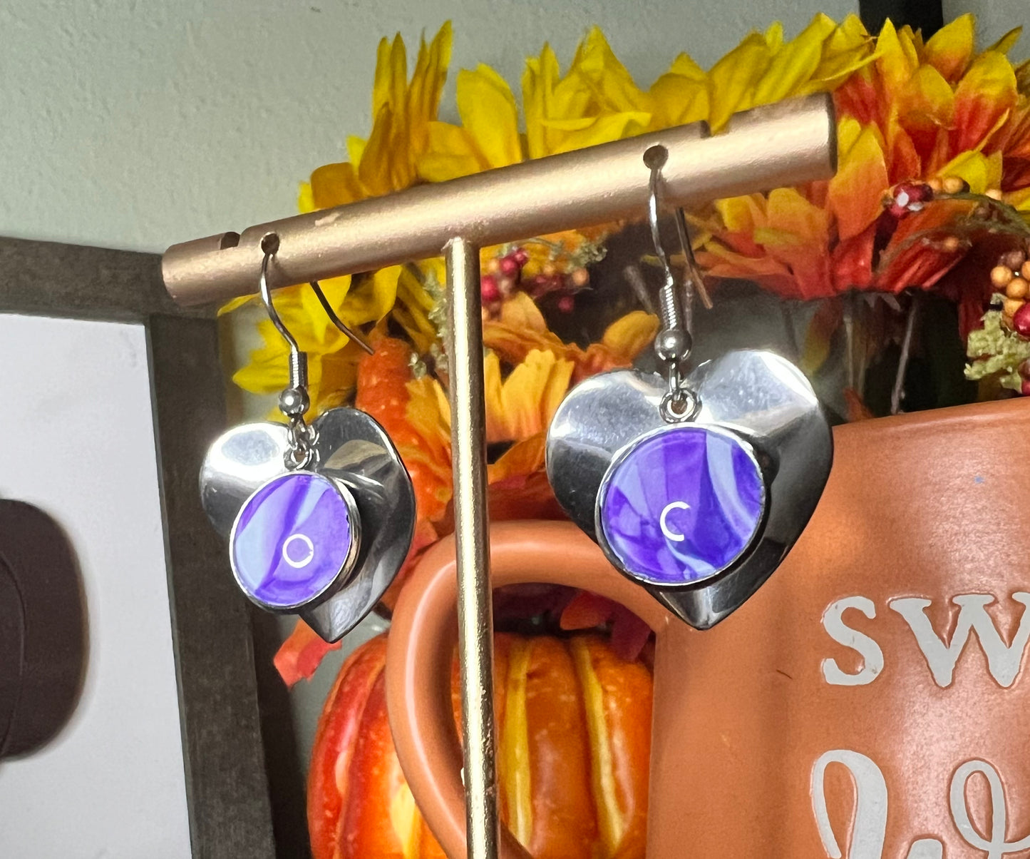 Purple Heart Dangle Earring