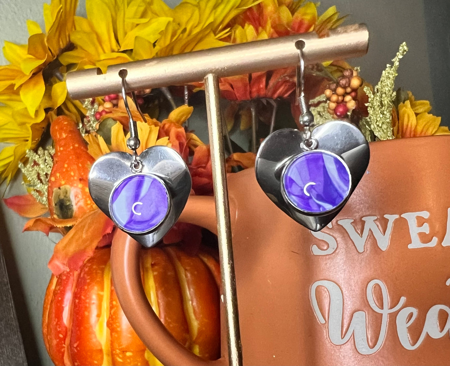 Purple Heart Dangle Earring